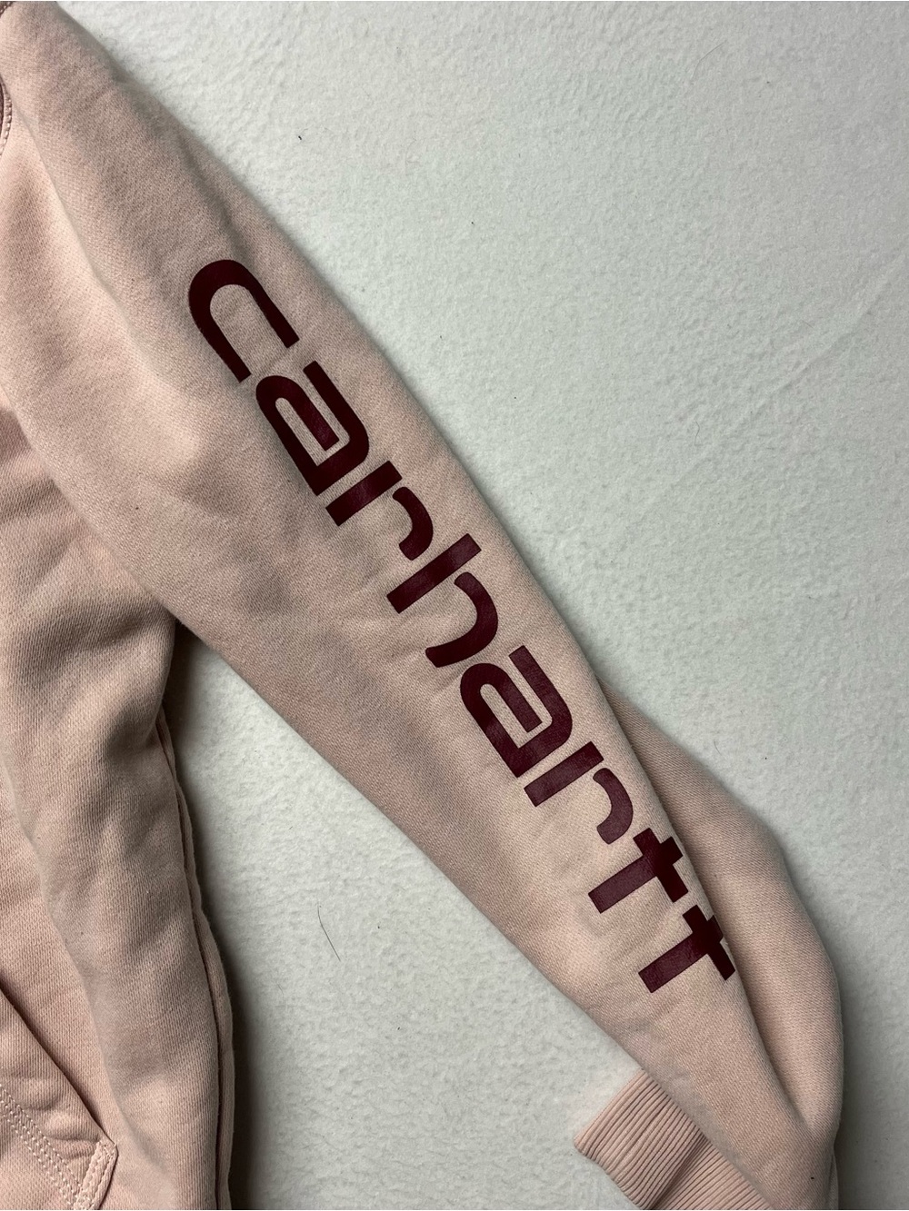 Carhartt Relaxed Fit Pullover Hoodie Youth S Beige Logo Hood Pockets - Picture 4 of 7